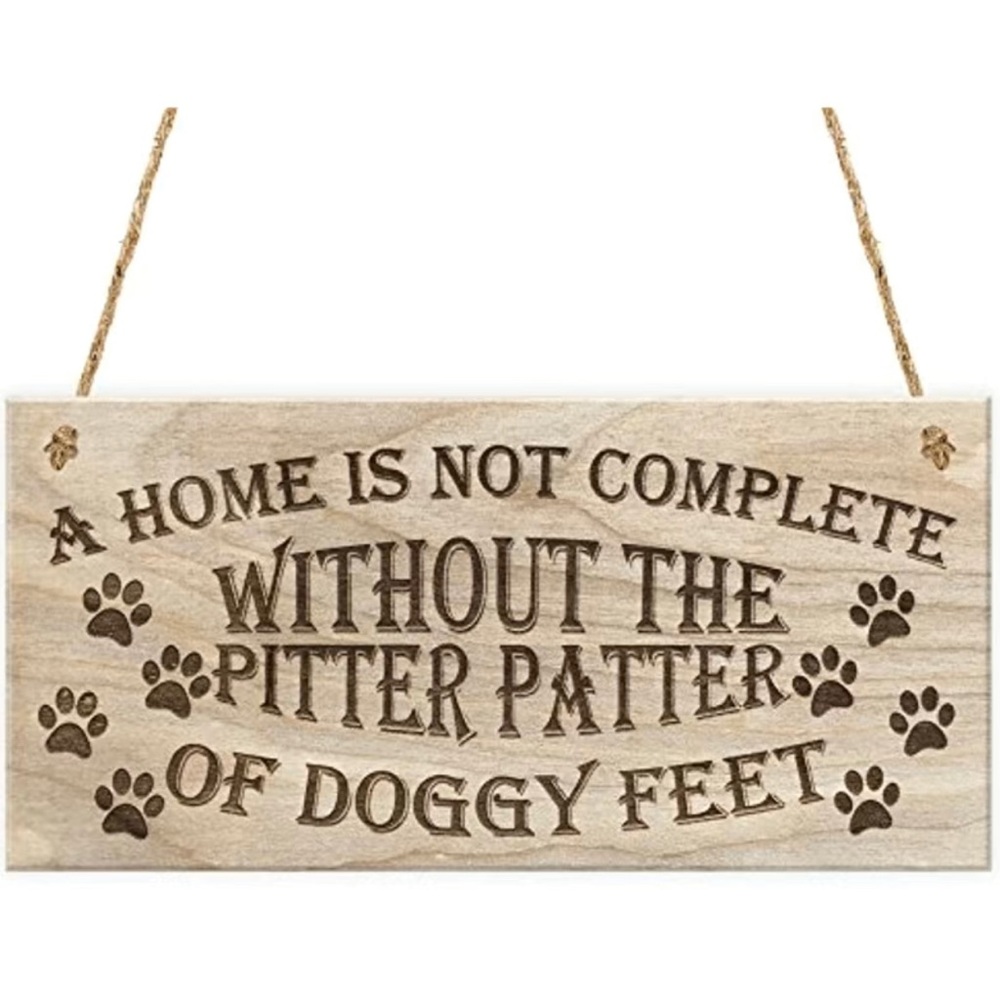 Pup pitter patter in the home sound little wood sign